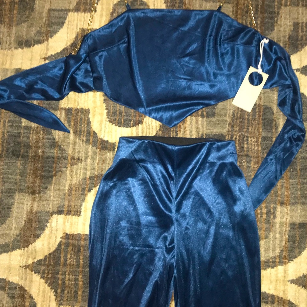 Royal blue silk set